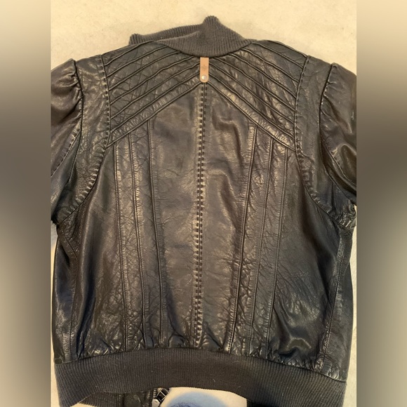 Mackage Leather Bomber Jacket - Picture 2 of 5